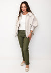 d.e.c.k By Decollage Waffle and Quilted Hooded Coat, Cream