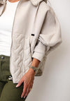 d.e.c.k By Decollage Waffle and Quilted Hooded Coat, Cream