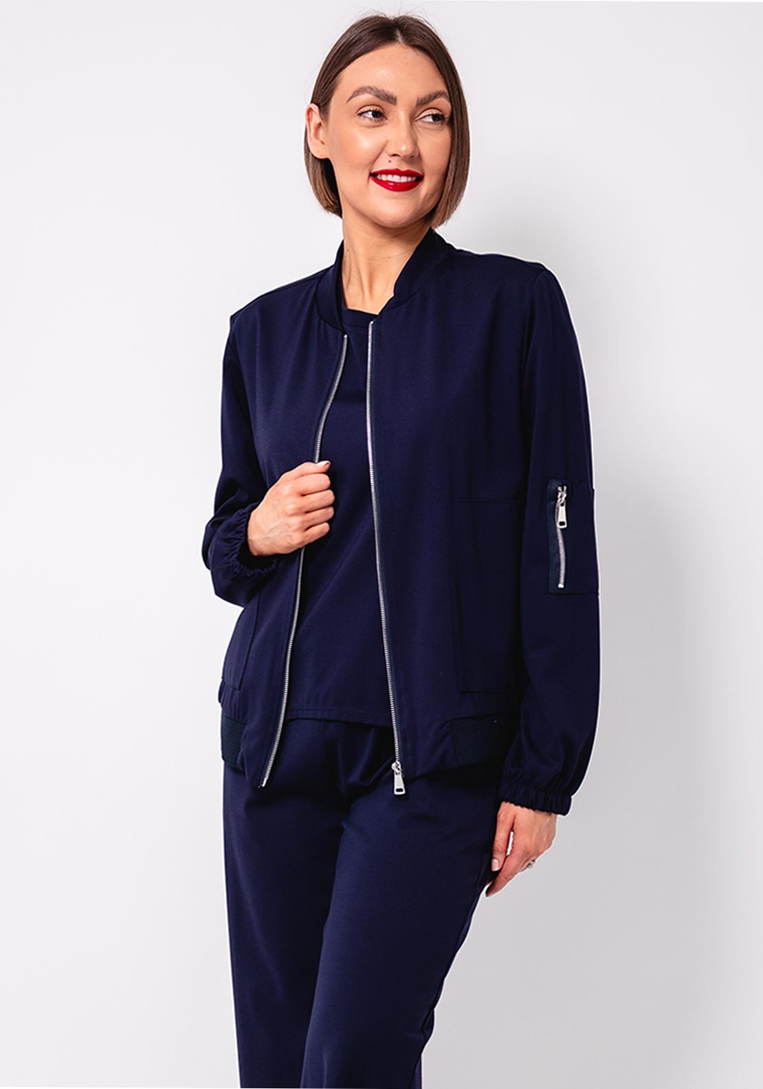 D.E.C.K By Decollage Zipped Bomber Jacket, Navy