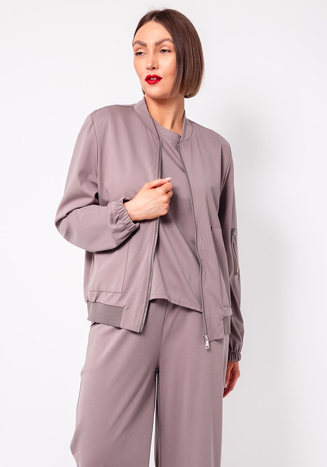 D.E.C.K By Decollage Zipped Bomber Jacket, Taupe