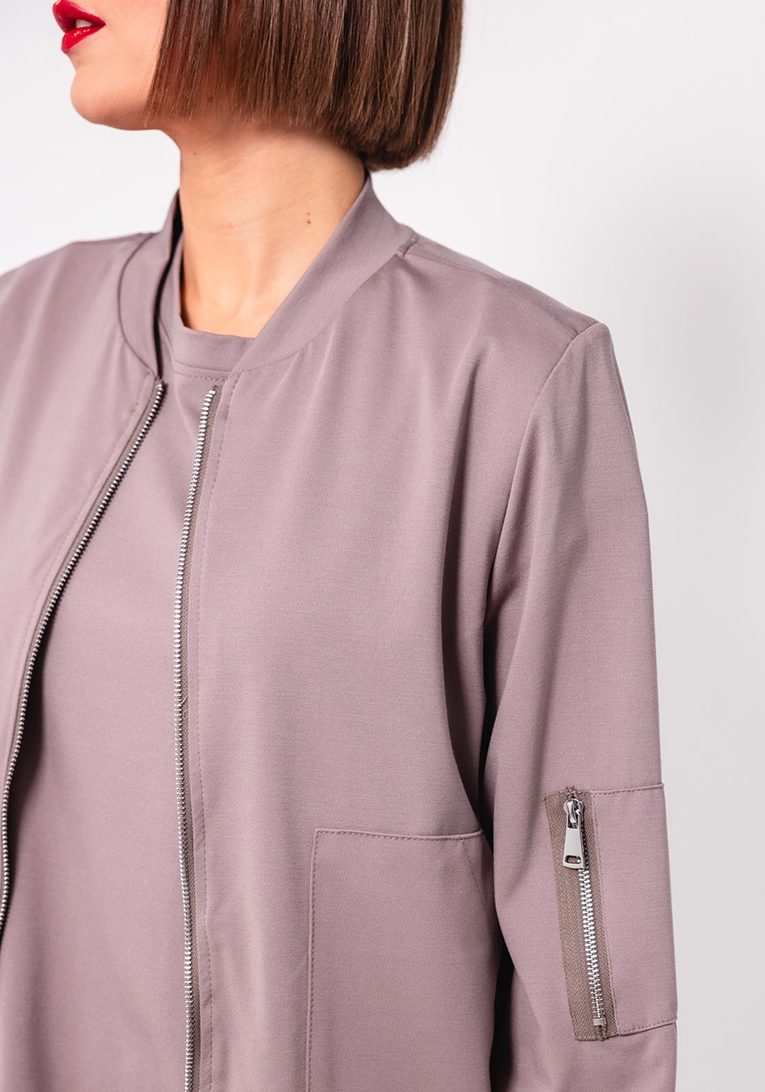 D.E.C.K By Decollage Zipped Bomber Jacket, Taupe