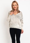 D.E.C.K By Decollage One Size Cotton Print Sweater, Taupe