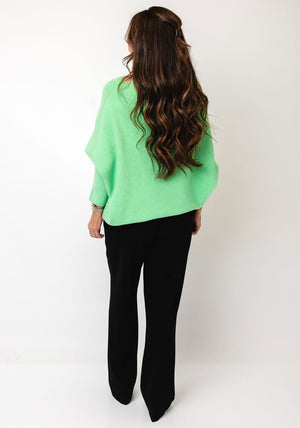 d.e.c.k by Decollage One Size Draped Oversized Jumper, Apple Green