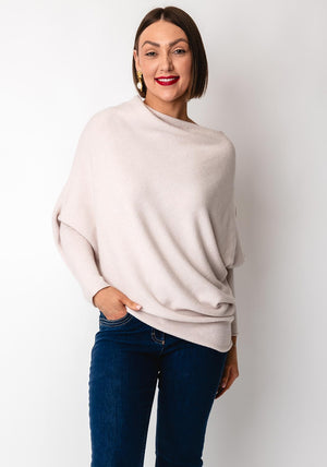 d.e.c.k by Decollage Draped Oversized Jumper, Beige
