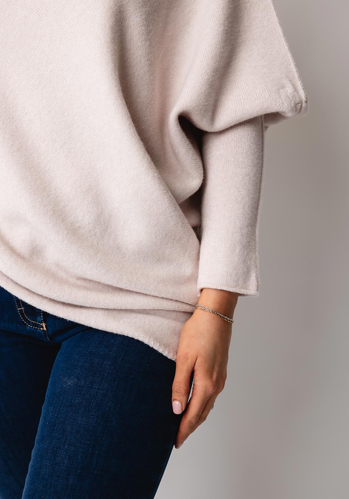 d.e.c.k by Decollage Draped Oversized Jumper, Beige