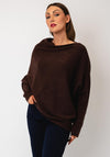 d.e.c.k By Decollage One Size Draped Oversized Jumper, Chocolate Brown