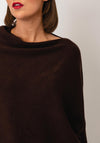 d.e.c.k By Decollage One Size Draped Oversized Jumper, Chocolate Brown