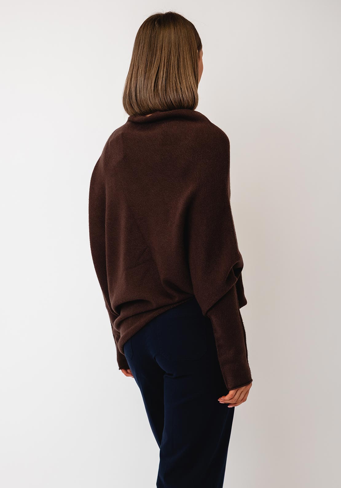d.e.c.k By Decollage One Size Draped Oversized Jumper, Chocolate Brown