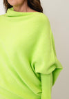 d.e.c.k. By Decollage One Size Draped Oversized Jumper, Lime Green