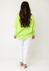 d.e.c.k. By Decollage One Size Draped Oversized Jumper, Lime Green