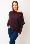 d.e.c.k by Decollage One Size Draped Oversized Jumper, Mulberry
