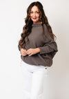 d.e.c.k by Decollage One Size Draped Oversized Jumper, Mocha Brown
