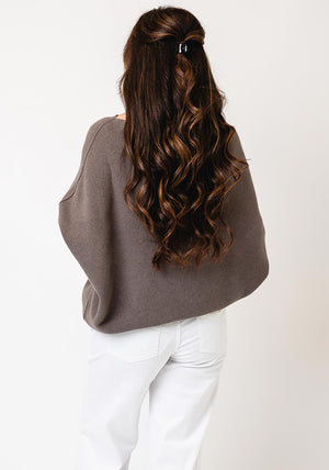 d.e.c.k by Decollage One Size Draped Oversized Jumper, Mocha Brown
