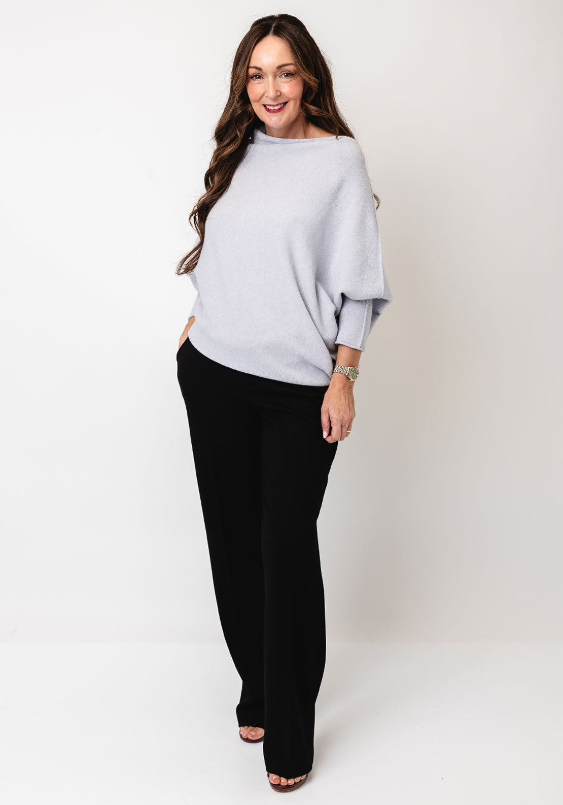 d.e.c.k by Decollage One Size Draped Oversized Jumper, Pearl