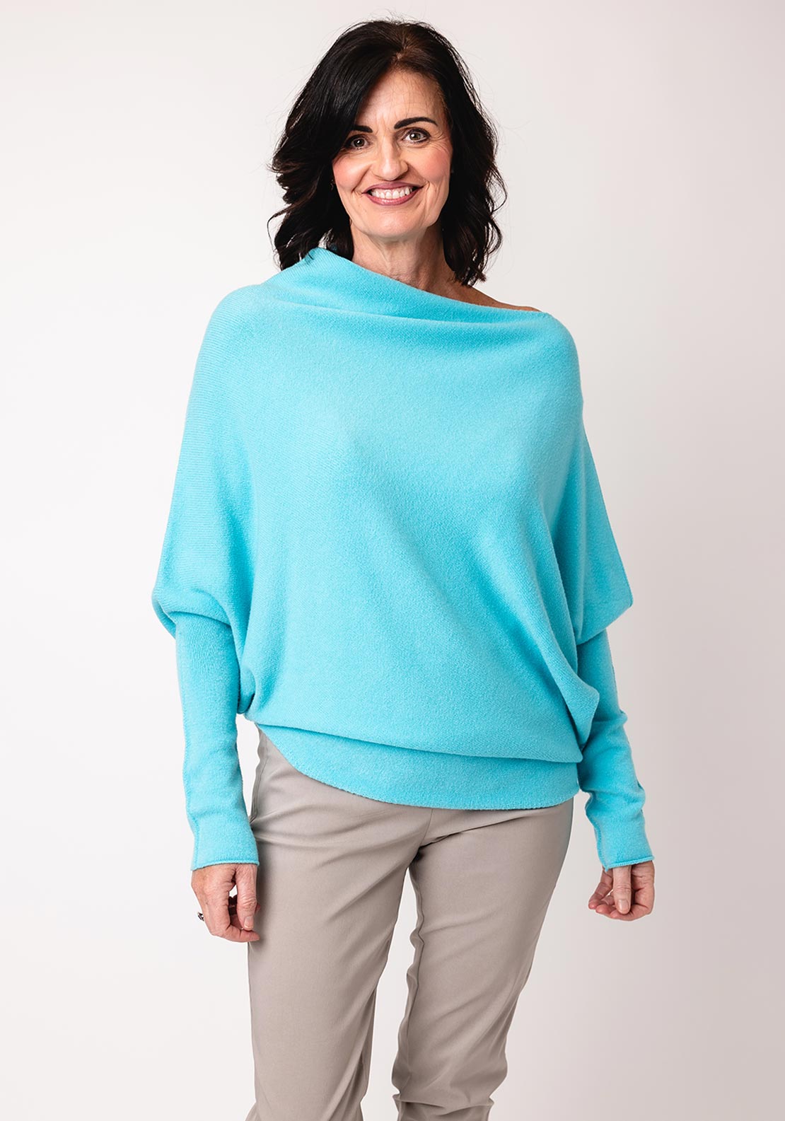 d.e.c.k by Decollage Draped Oversized Jumper, Turquoise