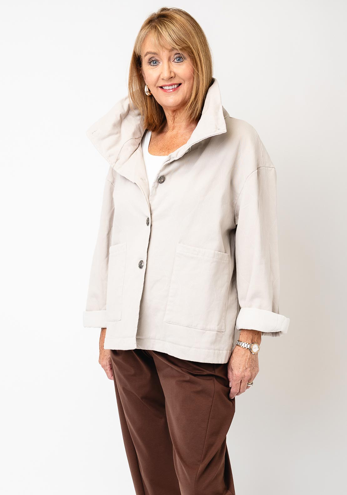 D.E.C.K by Decollage One Size Cotton Jacket, Beige