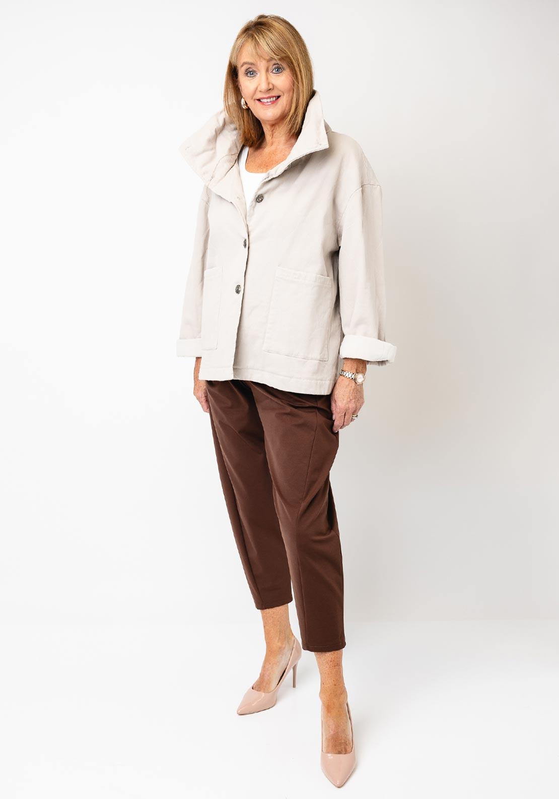 D.E.C.K by Decollage One Size Cotton Jacket, Beige