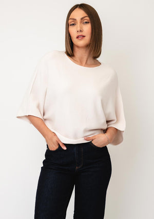 d.e.c.k By Decollage One Size Short Sleeve Jumper, Cream