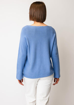 D.E.C.K by Decollage One Size V-Neck Sweater, Blue