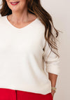 D.E.C.K by Decollage One Size V-Neck Sweater, Cream