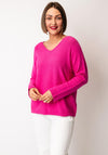 D.E.C.K by Decollage One Size V-Neck Sweater, Fuchsia
