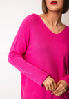 D.E.C.K by Decollage One Size V-Neck Sweater, Fuchsia
