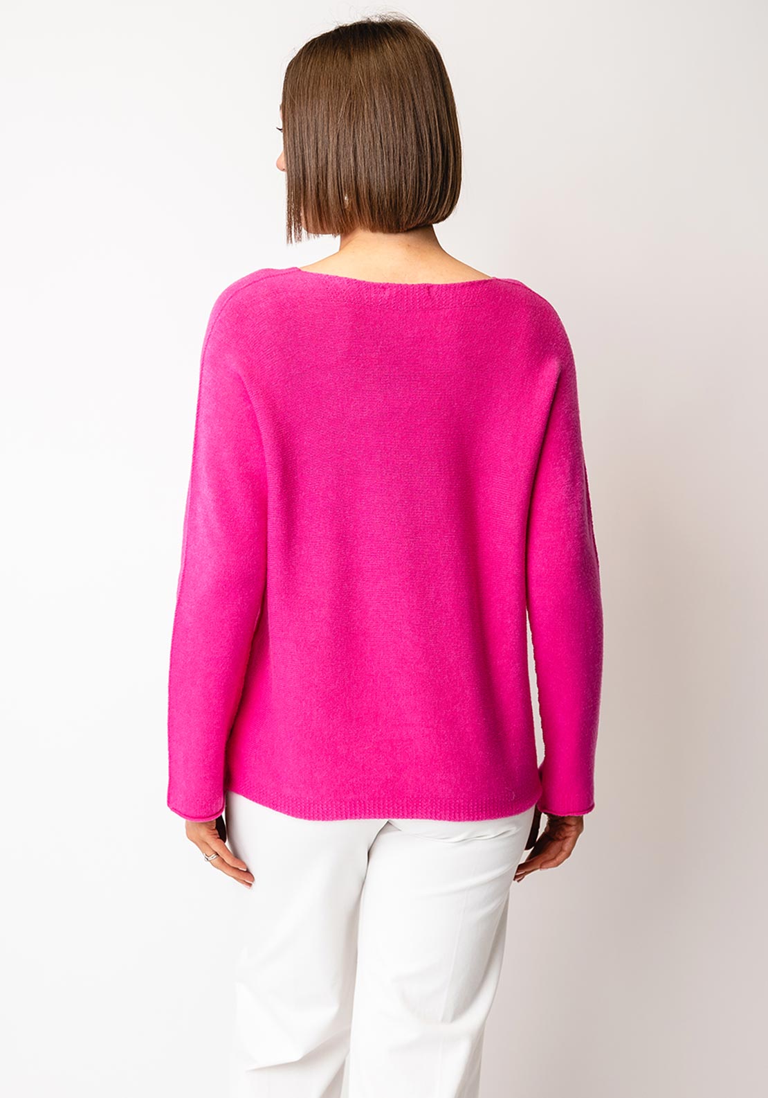 D.E.C.K by Decollage One Size V-Neck Sweater, Fuchsia