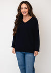 d.e.c.k By Decollage Relaxed V-Neck Knitted Sweater, Navy