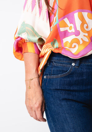d.e.c.k by Decollage One Size Abstract Equestrian Print Blouse, Orange
