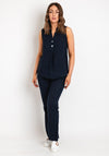 D.E.C.K By Decollage Pinstripe Linen Top, Navy