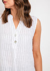 D.E.C.K By Decollage Pinstripe Linen Top, White