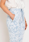 D.E.C.K By Decollage Floral Print Trousers, Sky Blue