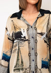 d.e.c.k By Decollage One Size Ship Print Blouse, Beige Multi