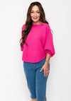 D.E.C.K By Decollage One Size Ribbed Sweater, Fuchsia Pink