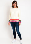 D.e.c.k by Decollage One Size Print Trim Knitted Sweater, Cream