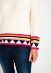 D.e.c.k by Decollage One Size Print Trim Knitted Sweater, Cream