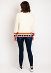 D.e.c.k by Decollage One Size Print Trim Knitted Sweater, Cream