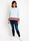 D.e.c.k by Decollage One Size Print Trim Knitted Sweater, Sky Blue