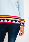 D.e.c.k by Decollage One Size Print Trim Knitted Sweater, Sky Blue