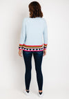 D.e.c.k by Decollage One Size Print Trim Knitted Sweater, Sky Blue