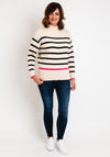 D.e.c.k by Decollage One Size High Neck Striped Sweater, Cream