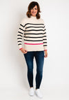 D.e.c.k by Decollage One Size High Neck Striped Sweater, Cream