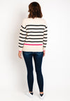 D.e.c.k by Decollage One Size High Neck Striped Sweater, Cream