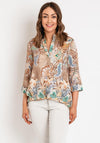D.E.C.K By Decollage Floral Print Tunic Top, Camel