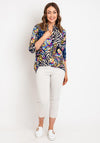 D.E.C.K By Decollage Mixed Print Tunic Top, Dark Blue