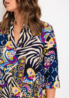 D.E.C.K By Decollage Mixed Print Tunic Top, Dark Blue