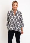 D.E.C.K By Decollage Ornate Print Tunic Top, Navy