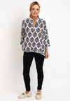 D.E.C.K By Decollage Ornate Print Tunic Top, Navy