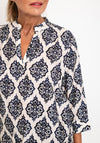 D.E.C.K By Decollage Ornate Print Tunic Top, Navy