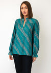 d.e.c.k By Decollage Floral Print Blouse, Teal Multi